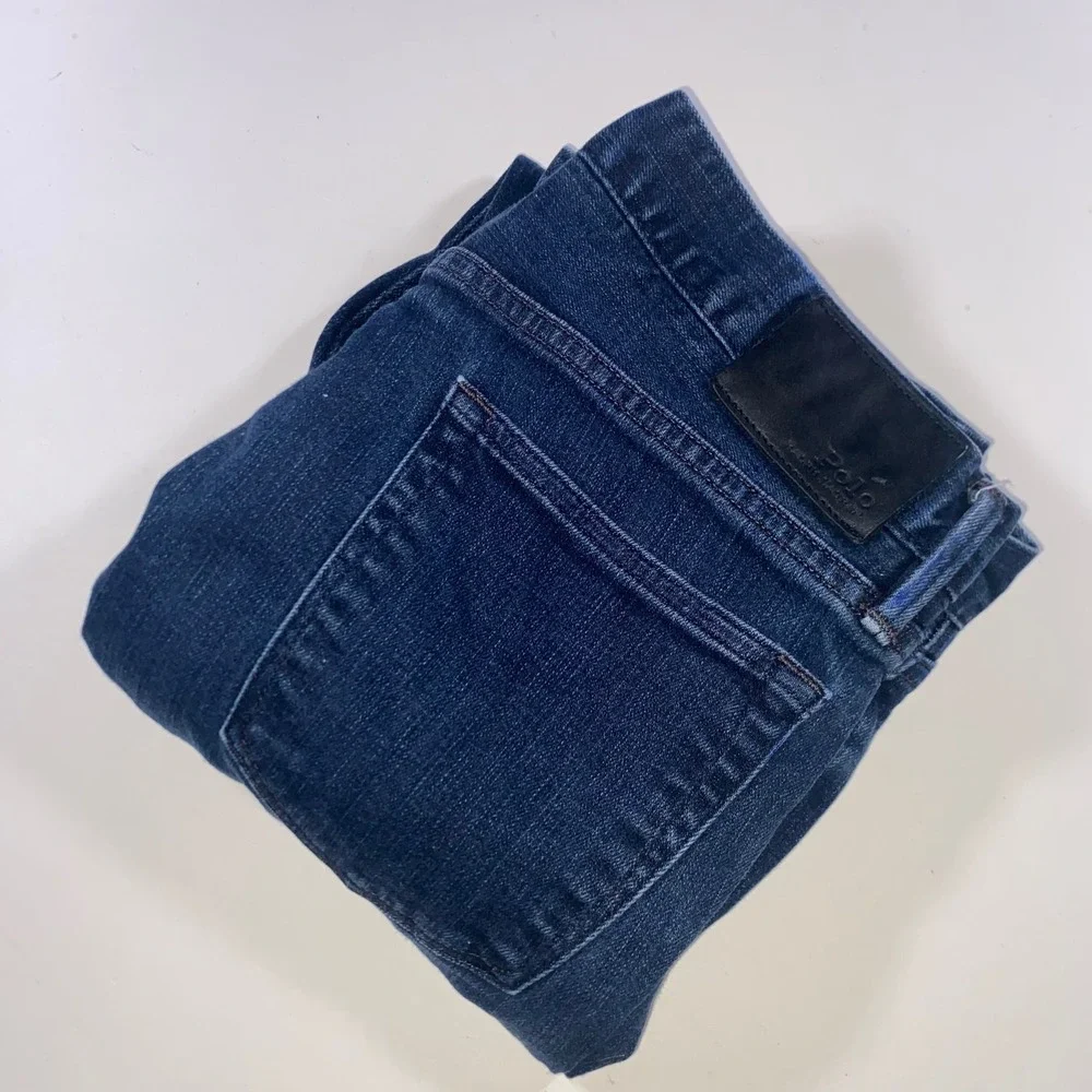 Polo Ralph Lauren Mens Dark Wash Straight Leg Stretch Jeans 32x32 Indigo Blue